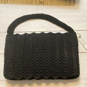 Vintage black purse with lucite zipper pull